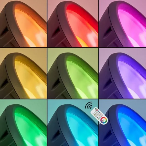 hofstein Spot de jardin Phniet LED Noir, 1 lumière, Télécommandes, Changeur de couleurs* Lampes Modernes
