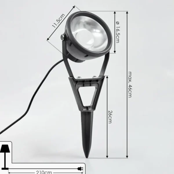 hofstein Spot de jardin Phniet LED Noir, 1 lumière, Télécommandes, Changeur de couleurs* Lampes Modernes