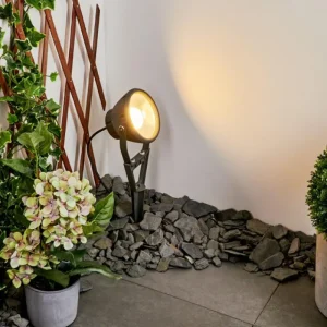 hofstein Spot de jardin Phniet LED Noir, 1 lumière, Télécommandes, Changeur de couleurs* Lampes Modernes