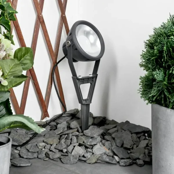 hofstein Spot de jardin Phniet LED Noir, 1 lumière, Télécommandes, Changeur de couleurs* Lampes Modernes