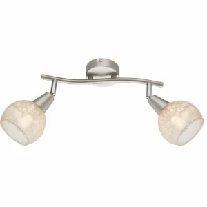 Luminaires Globo Lighting Spot de plafond Globo CALIFORNIA Nickel mat, 2 lumières* Lampes En Verre