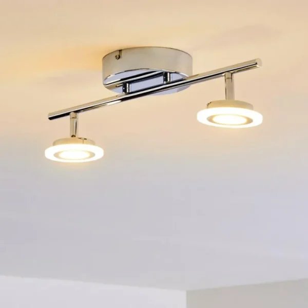 hofstein Spot de plafond Lucy LED Chrome, 2 lumières, Télécommandes, Changeur de couleurs* Lampes Modernes