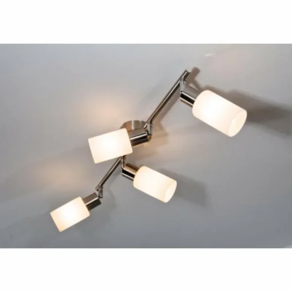 Luminaires Reality Spot de plafond Reality Acier inoxydable, Blanc, 4 lumières* Lampes En Verre