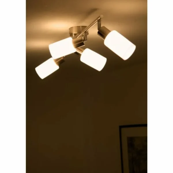 Luminaires Reality Spot de plafond Reality Acier inoxydable, Blanc, 4 lumières* Lampes En Verre