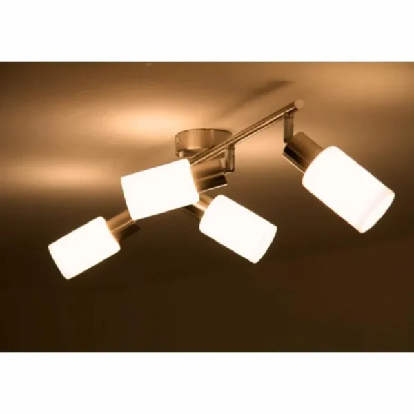 Luminaires Reality Spot de plafond Reality Acier inoxydable, Blanc, 4 lumières* Lampes En Verre