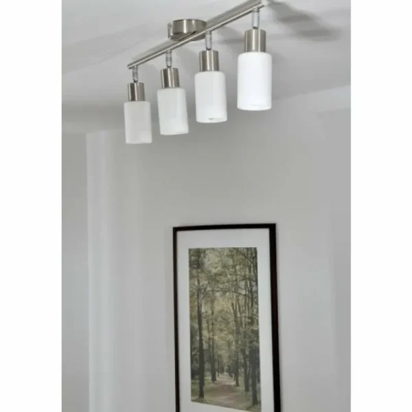 Luminaires Reality Spot de plafond Reality Acier inoxydable, Blanc, 4 lumières* Lampes En Verre