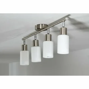 Luminaires Reality Spot de plafond Reality Acier inoxydable, Blanc, 4 lumières* Lampes En Verre