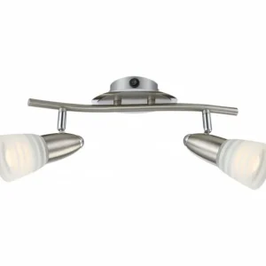 Luminaires Globo Lighting Spot Globo CALEB Chrome, Nickel mat, 2 lumières* Lampes En Verre