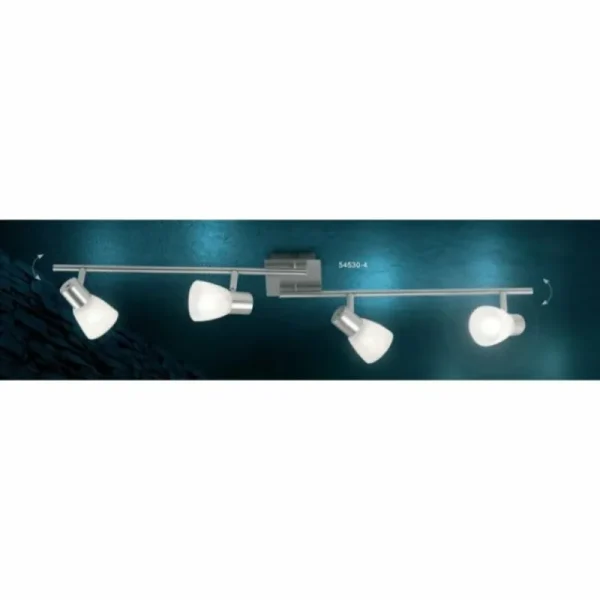 Luminaires Globo Lighting Spot Globo PARRY Acier inoxydable, Nickel mat, 4 lumières* Lampes En Verre