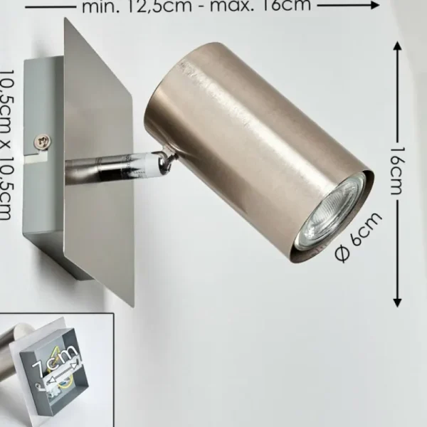 hofstein Spot mural Zuoz Nickel mat, 1 lumière* Lampes Modernes