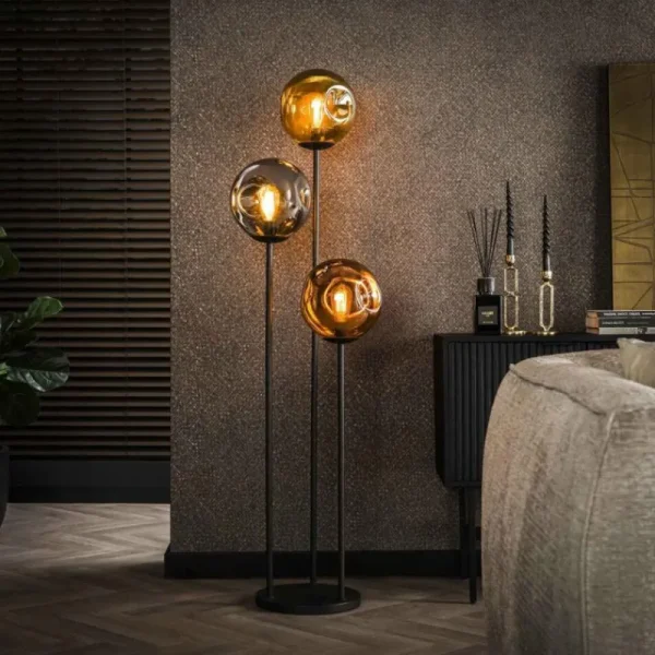hofstein Stellar Lampadaire Anthracite, 3 lumières* Lampes En Verre
