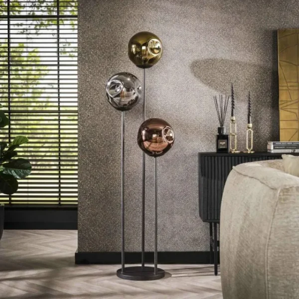 hofstein Stellar Lampadaire Anthracite, 3 lumières* Lampes En Verre