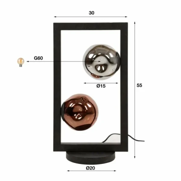 hofstein Stellar Lampe à poser Anthracite, 2 lumières* Lampes En Verre