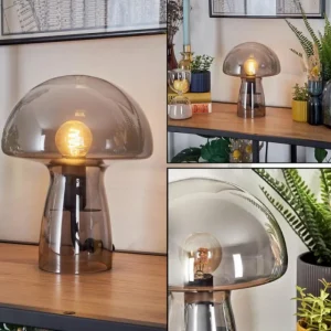 hofstein Style champignon Almagre Lampe à poser Noir, 1 lumière* Lampes Modernes