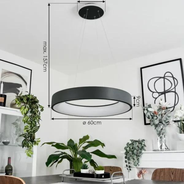 hofstein Suspension Areja LED Anthracite, Blanc, 1 lumière* Lampes Modernes