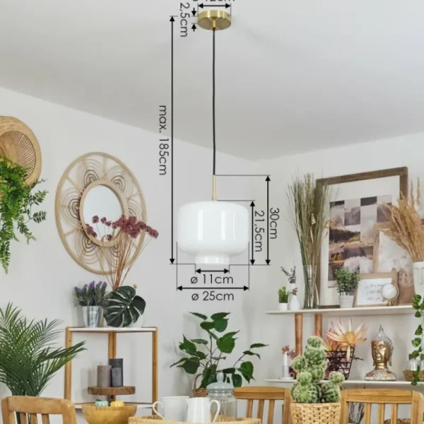 hofstein Suspension Banhos Laiton, 1 lumière* Lampes En Verre