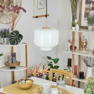 hofstein Suspension Banhos Laiton, 1 lumière* Lampes En Verre