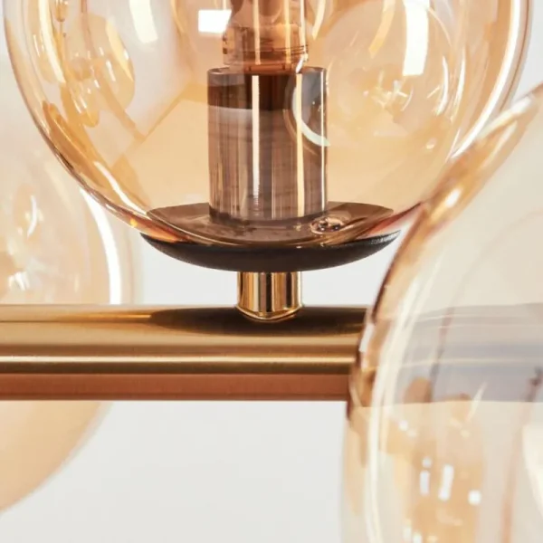 hofstein Suspension Chehalis LED Laiton, Noir, 9 lumières* Lampes En Verre
