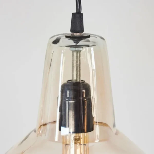 hofstein Suspension Donzhausen Argent Oxydé, 3 lumières* Lampes En Verre