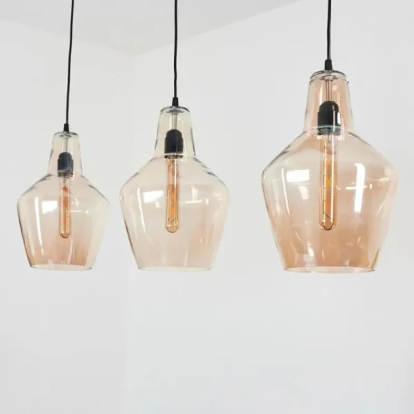 hofstein Suspension Donzhausen Argent Oxydé, 3 lumières* Lampes En Verre
