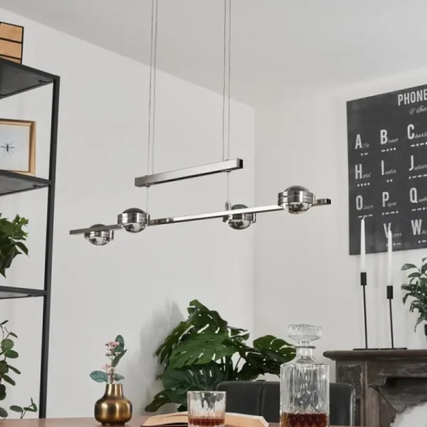 hofstein Suspension Fernandaires LED Nickel mat, 8 lumières* Lampes En Verre