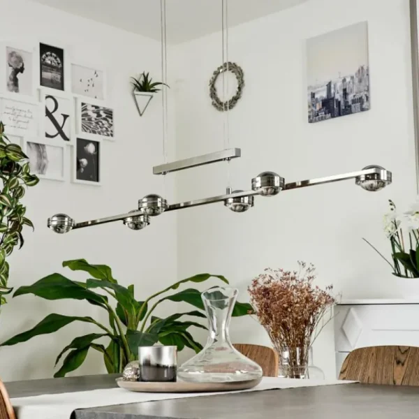hofstein Suspension Fernandaires LED Nickel mat, 12 lumières* Lampes En Verre