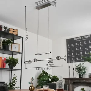 hofstein Suspension Fernandaires LED Nickel mat, 8 lumières* Lampes En Verre