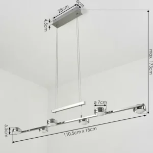 hofstein Suspension Fernandaires LED Nickel mat, 12 lumières* Lampes En Verre