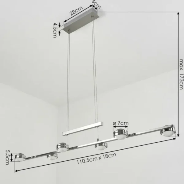 hofstein Suspension Fernandaires LED Nickel mat, 12 lumières* Lampes En Verre