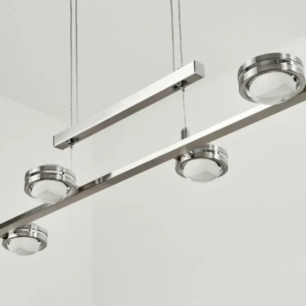 hofstein Suspension Fernandaires LED Nickel mat, 12 lumières* Lampes En Verre