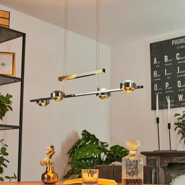 hofstein Suspension Fernandaires LED Nickel mat, 8 lumières* Lampes En Verre