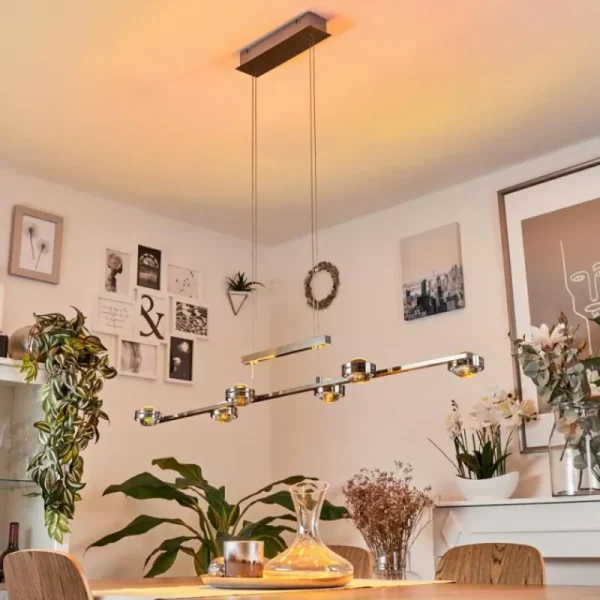 hofstein Suspension Fernandaires LED Nickel mat, 12 lumières* Lampes En Verre