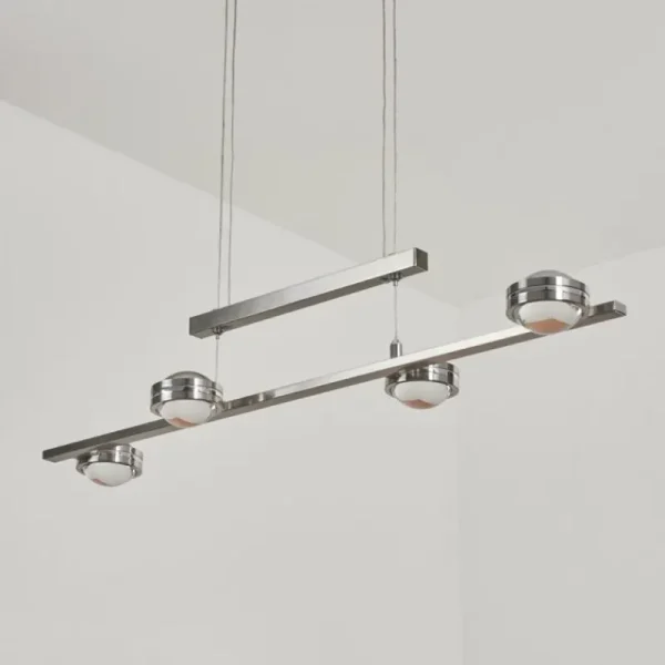 hofstein Suspension Fernandaires LED Nickel mat, 8 lumières* Lampes En Verre