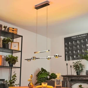 hofstein Suspension Fernandaires LED Nickel mat, 8 lumières* Lampes En Verre