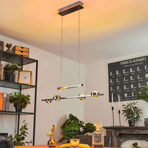 hofstein Suspension Fernandaires LED Nickel mat, 8 lumières* Lampes En Verre