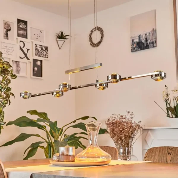hofstein Suspension Fernandaires LED Nickel mat, 12 lumières* Lampes En Verre