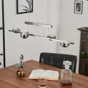 hofstein Suspension Fernandaires LED Nickel mat, 8 lumières* Lampes En Verre