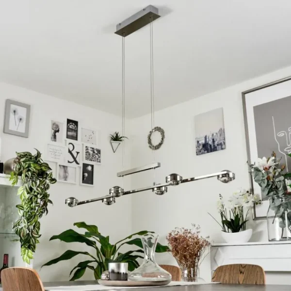 hofstein Suspension Fernandaires LED Nickel mat, 12 lumières* Lampes En Verre