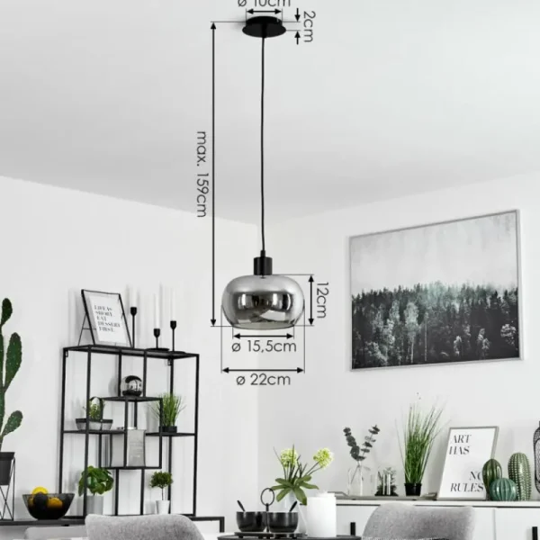 hofstein Suspension Lissy Noir, 1 lumière* Lampes Modernes