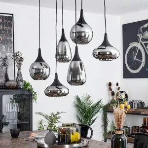 hofstein Suspension Maynal Noir, 6 lumières* Lampes Modernes
