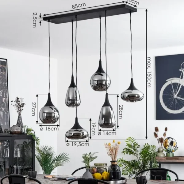 hofstein Suspension Maynal Noir, 6 lumières* Lampes Modernes