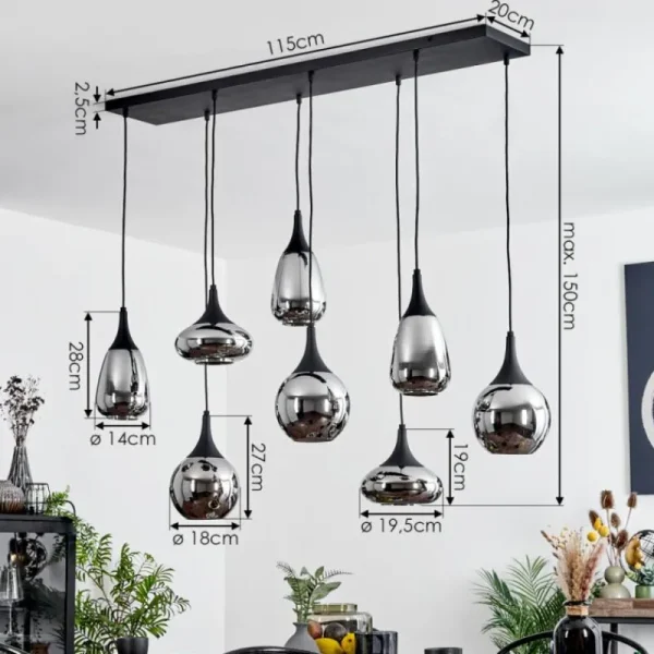 hofstein Suspension Maynal Noir, 8 lumières* Lampes Modernes