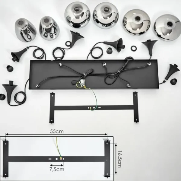 hofstein Suspension Maynal Noir, 6 lumières* Lampes Modernes