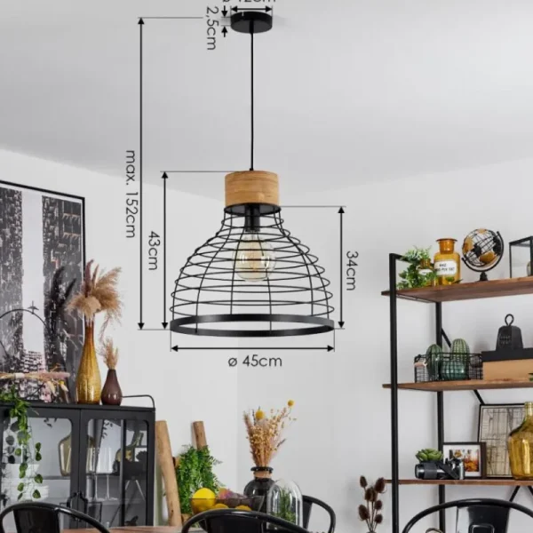 hofstein Suspension Omba Écru, Noir, 1 lumière* Lampes Modernes