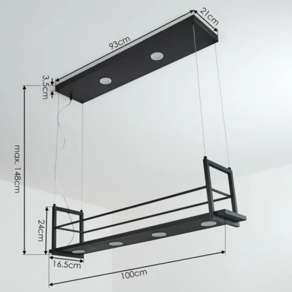 hofstein Suspension Quirihue LED Noir, Blanc, 6 lumières* Lampes Modernes