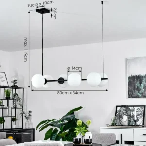 hofstein Suspension Rascoupet Noir, 6 lumières* Lampes En Verre