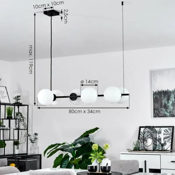 hofstein Suspension Rascoupet Noir, 6 lumières* Lampes En Verre