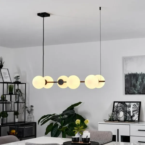 hofstein Suspension Rascoupet Noir, 6 lumières* Lampes En Verre