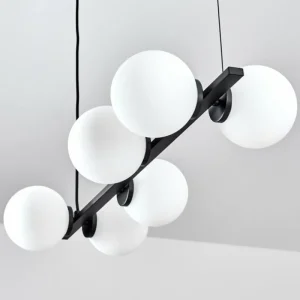 hofstein Suspension Rascoupet Noir, 6 lumières* Lampes En Verre