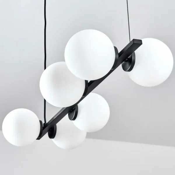 hofstein Suspension Rascoupet Noir, 6 lumières* Lampes En Verre